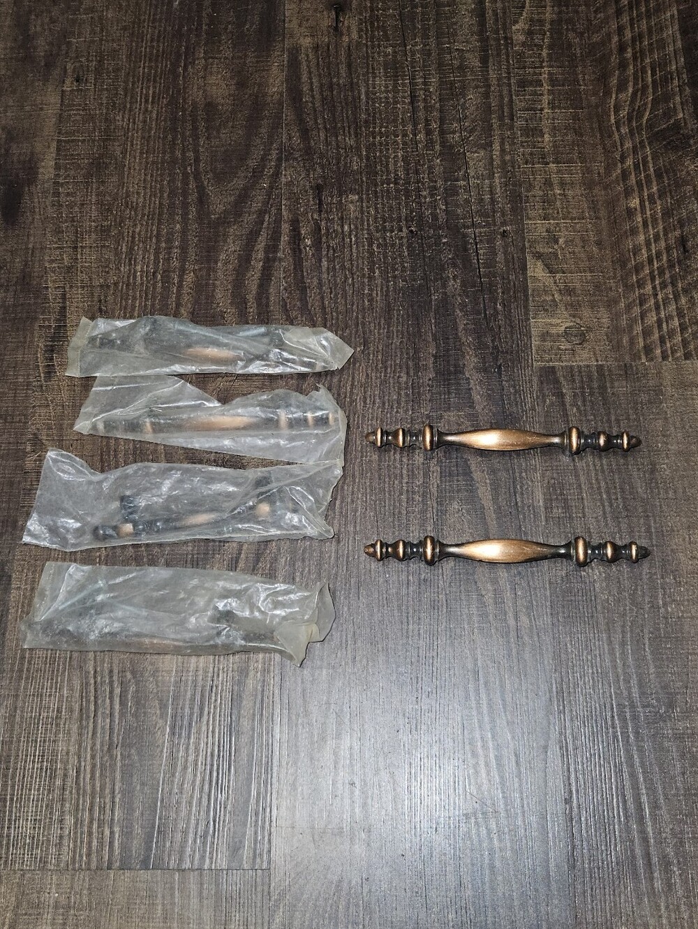 Lot Of 6 Vintage Amerock Colonnade Antique Copper Drawer Pull Bar